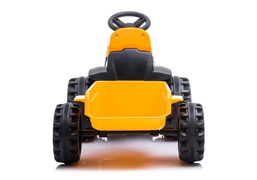 Vienvietis elektrinis traktorius vaikams su priekaba TR1908T, geltonas