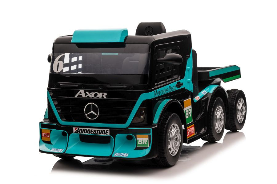 Vienvietis elektromobilis su priekaba Mercedes-Benz Axor XMX622, mėlynas