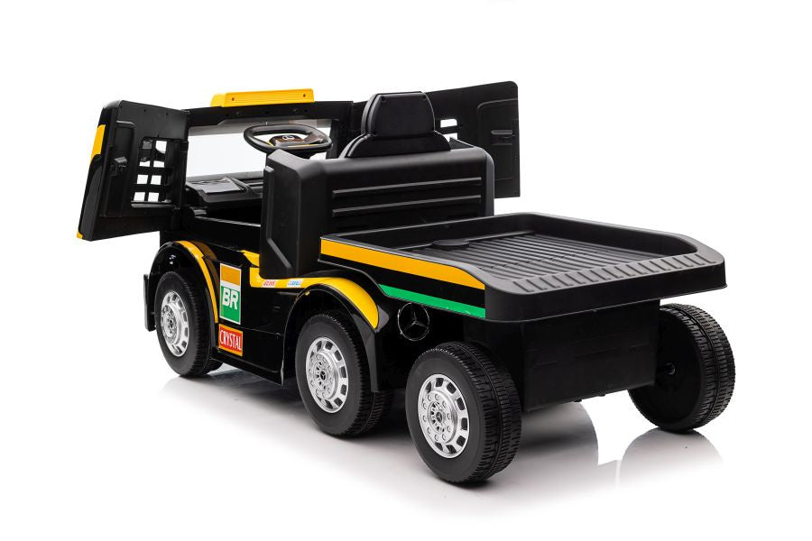 Vienvietis elektromobilis su priekaba Mercedes-Benz Axor XMX622, geltonas