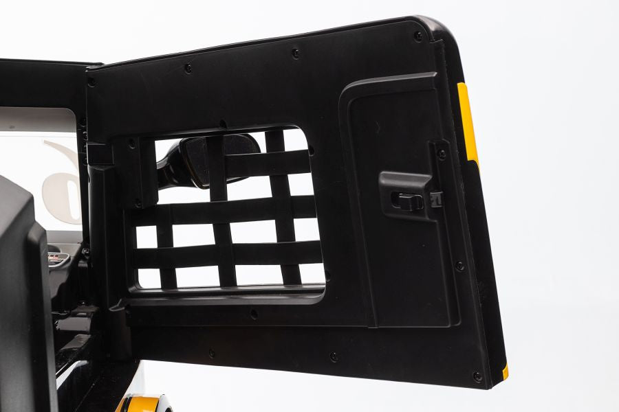 Vienvietis elektromobilis su priekaba Mercedes-Benz Axor XMX622, geltonas