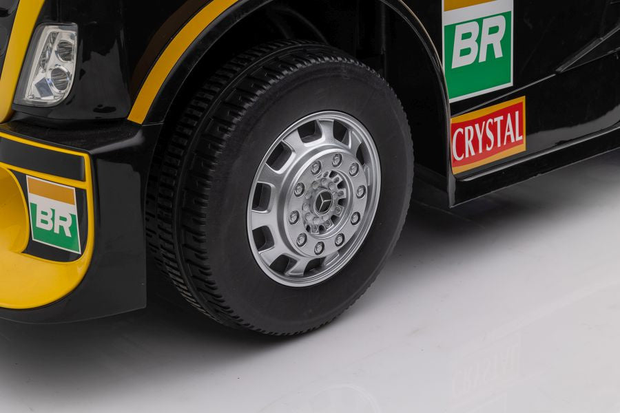 Vienvietis elektromobilis su priekaba Mercedes-Benz Axor XMX622, geltonas