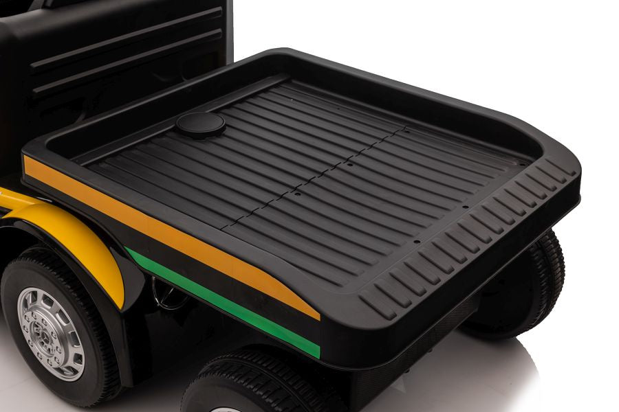 Vienvietis elektromobilis su priekaba Mercedes-Benz Axor XMX622, geltonas