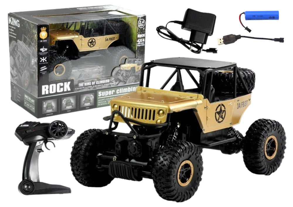 Radijo bangomis valdomas visureigis Jeep, auksinis