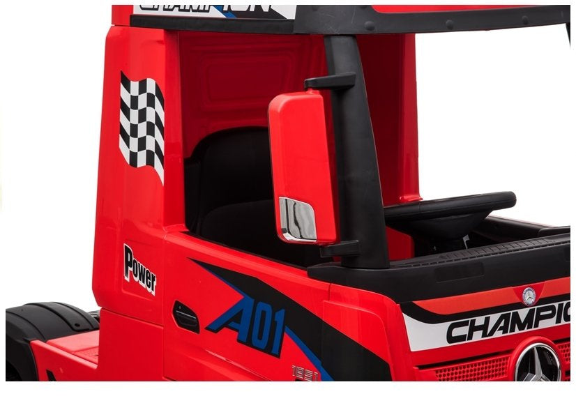 Vaikiškas elektromobilis sunkvežimis Mercedes Actros raudonas
