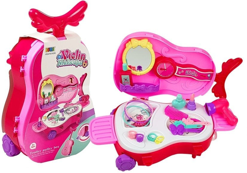 Lagaminas su grožio priemonėmis, rožinis