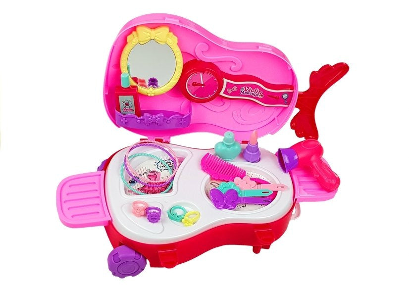 Lagaminas su grožio priemonėmis, rožinis