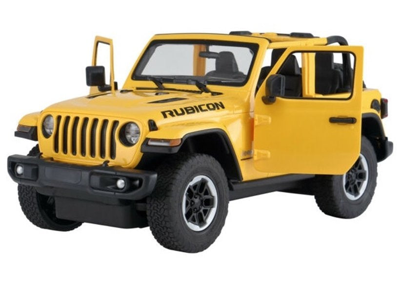 Nuotoliniu būdu valdomas Jeep Wrangler Rubicon visureigis 1:14, geltonas