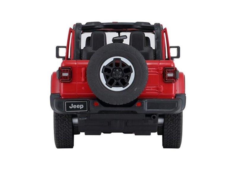 Nuotoliniu būdu valdomas Jeep Wrangler Rubicon visureigis 1:14, raudonas