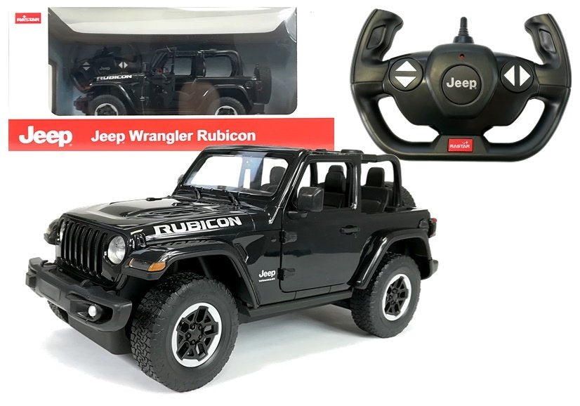 Nuotoliniu būdu valdomas Jeep Wrangler Rubicon visureigis 1:14, juodas