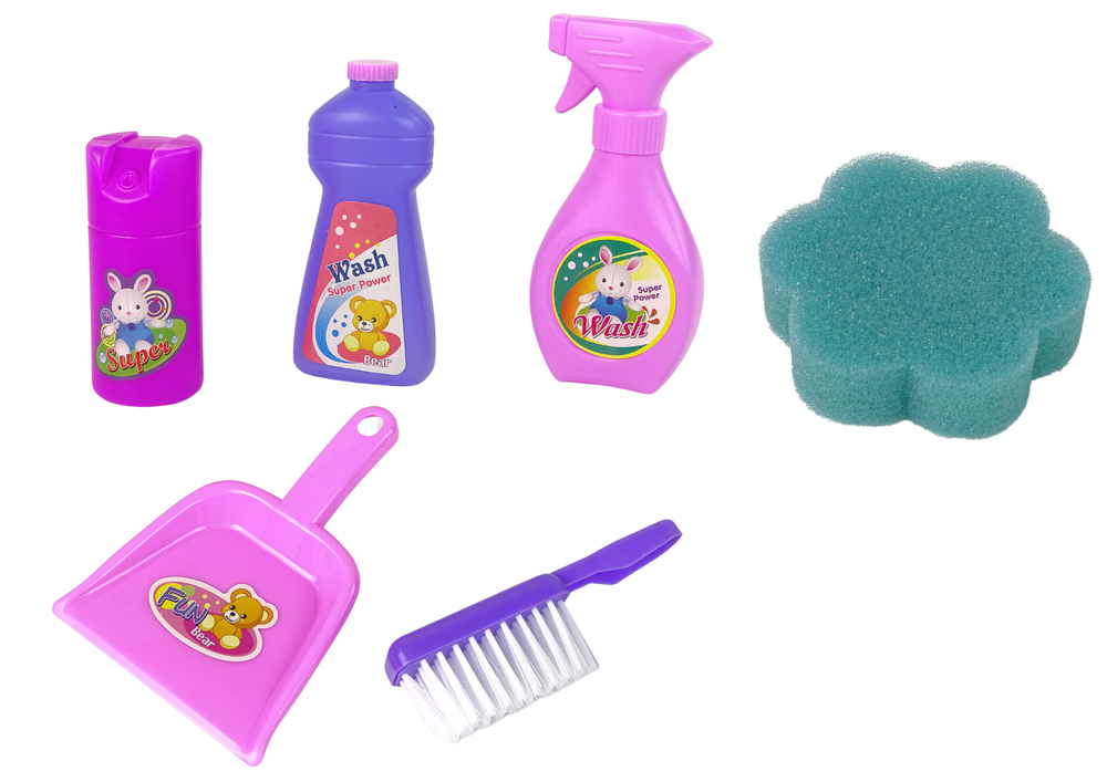 Valymo vežimėlis su priedais, rožinis