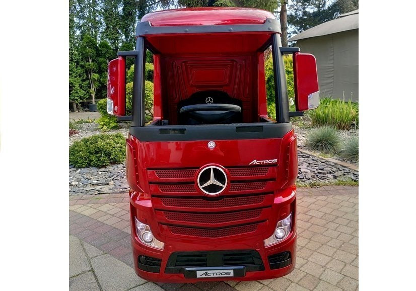 Vaikiškas elektromobilis sunkvežimis Mercedes Actros raudonas lakuotas su MP4
