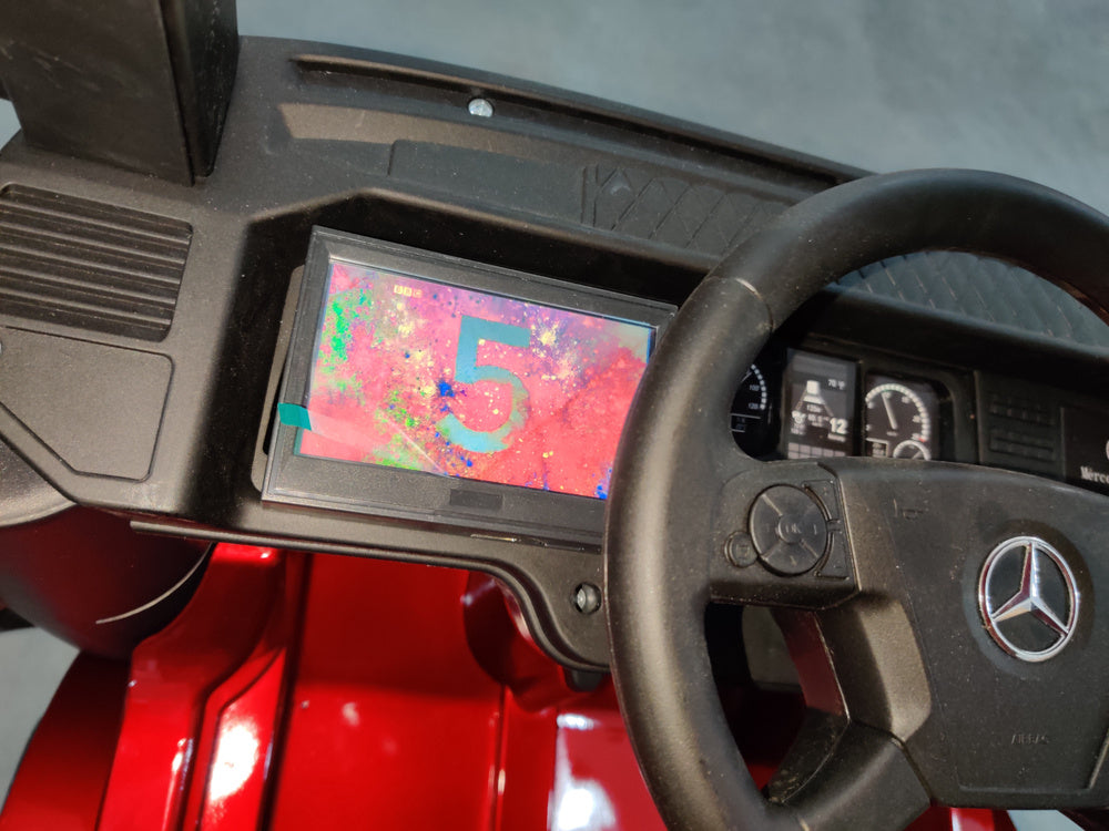 Vaikiškas elektromobilis sunkvežimis Mercedes Actros mėlynas lakuotas su MP4