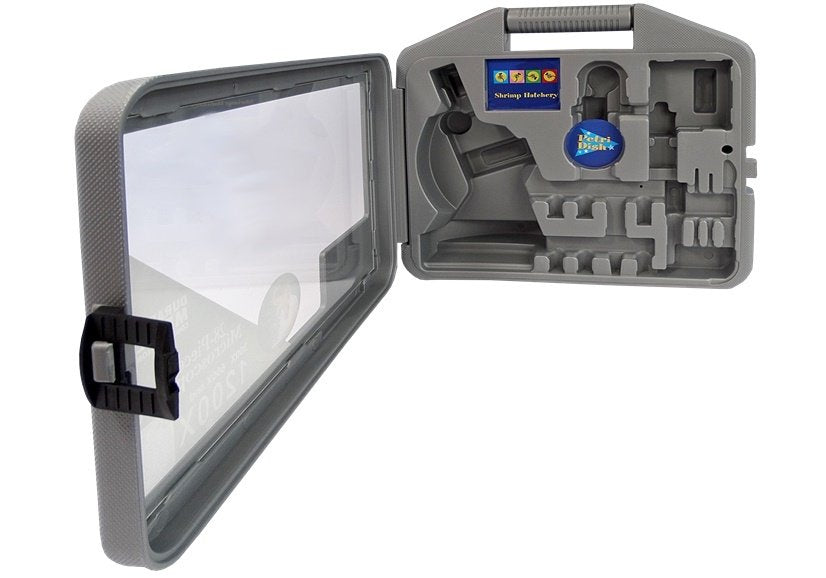 Vaikiškas mikroskopas 300x 600x 1200x lagamine, 28 el.