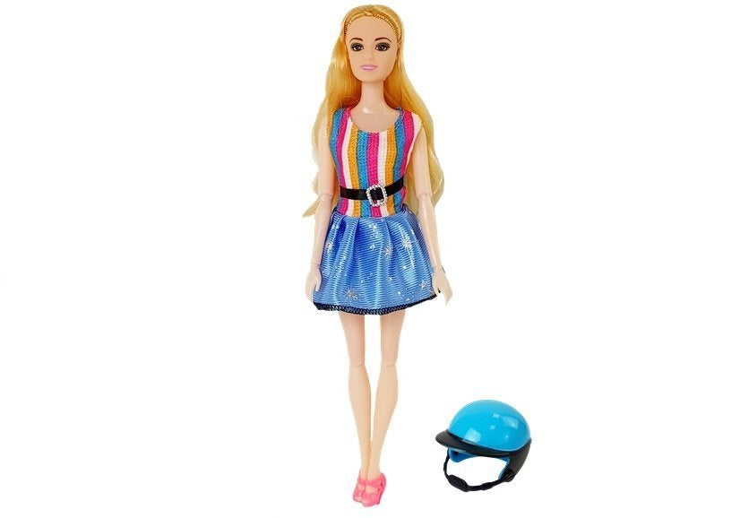 Lėlė su rožiniu motoroleriu ir priedais