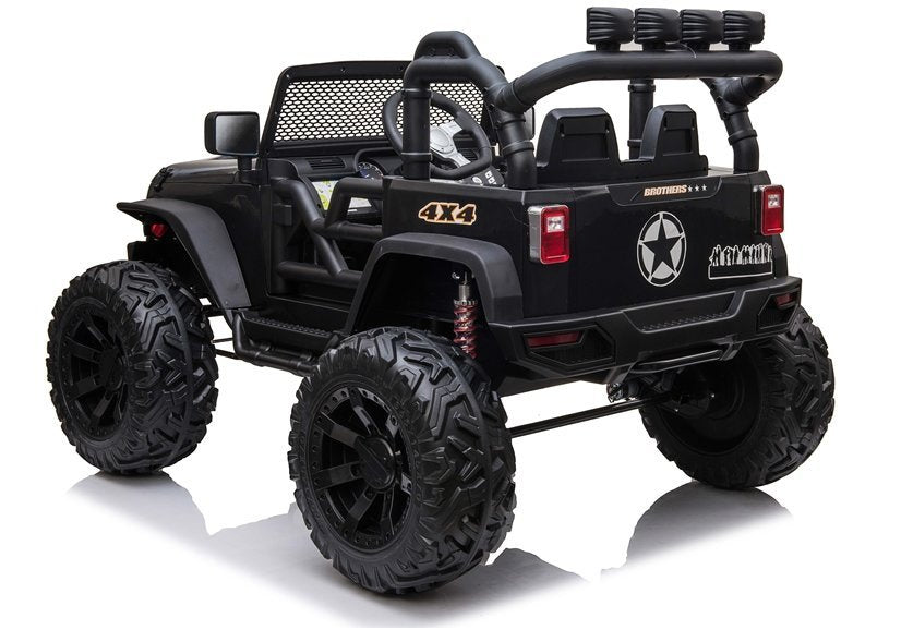 Dvivietis elektromobilis vaikams Jeep JC666, juodas lakuotas