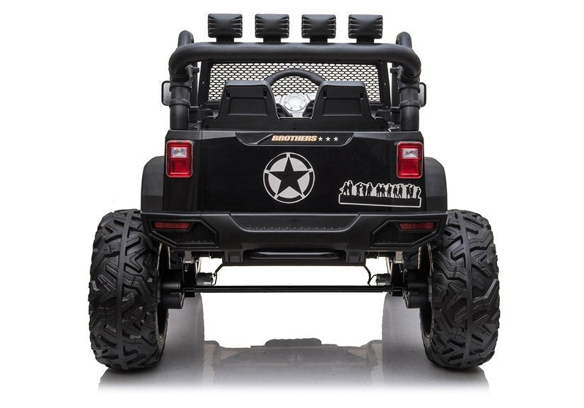 Dvivietis elektromobilis vaikams Jeep JC666, juodas lakuotas