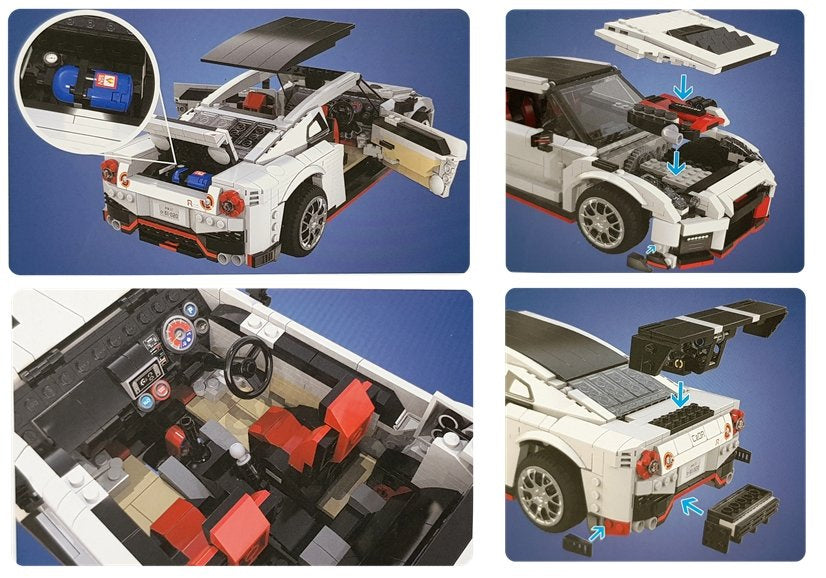 Išskirtinis sportinio - Nissan R35 GTR - R/C automobilio CaDA konstruktorius, 1322 detalių