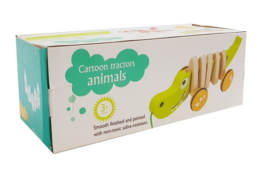 Medinis krokodilas ant ratukų, 18cm