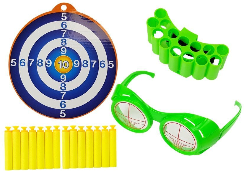 Šautuvas 59 cm su putų kulkomis ir taikiniu, pilkas