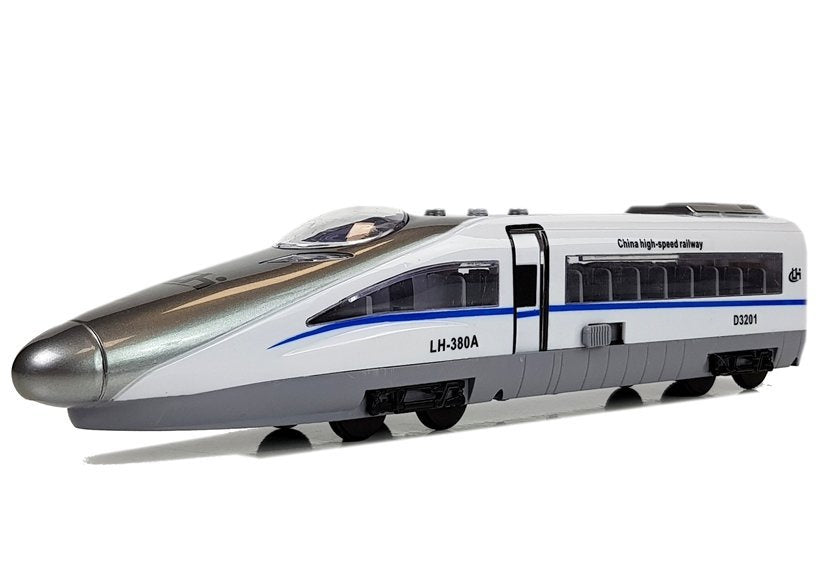 Šiuolaikinis traukinys Pendolino su šviesos ir garso efektais