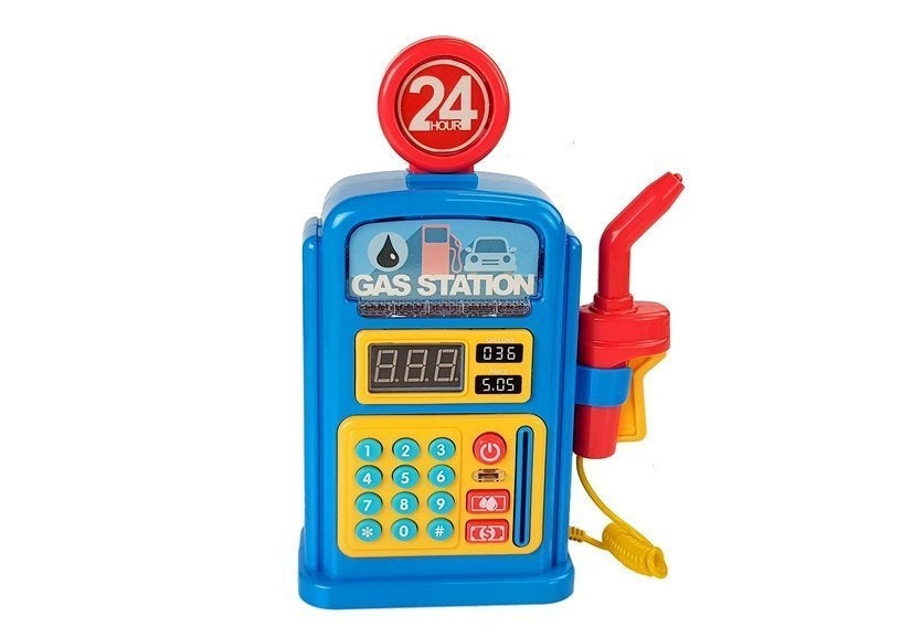 Degalinė su automobiliais, šviesomis ir garsu