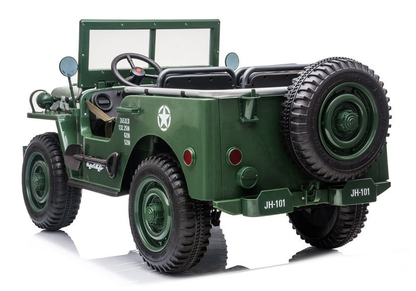 Dvivietis elektromobilis vaikams JEEP Willy 4x4 JH101, žalias