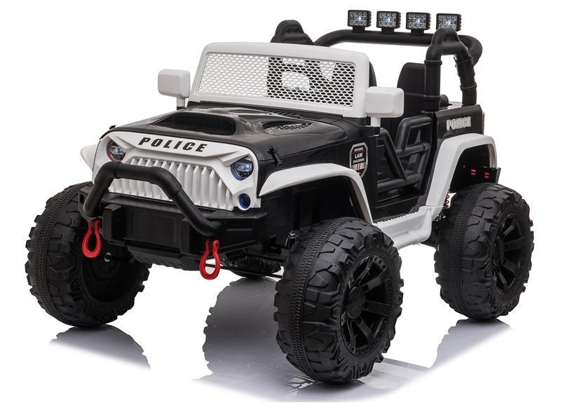 Vienvietis elektrinis policijos džipas vaikams JC666, baltas