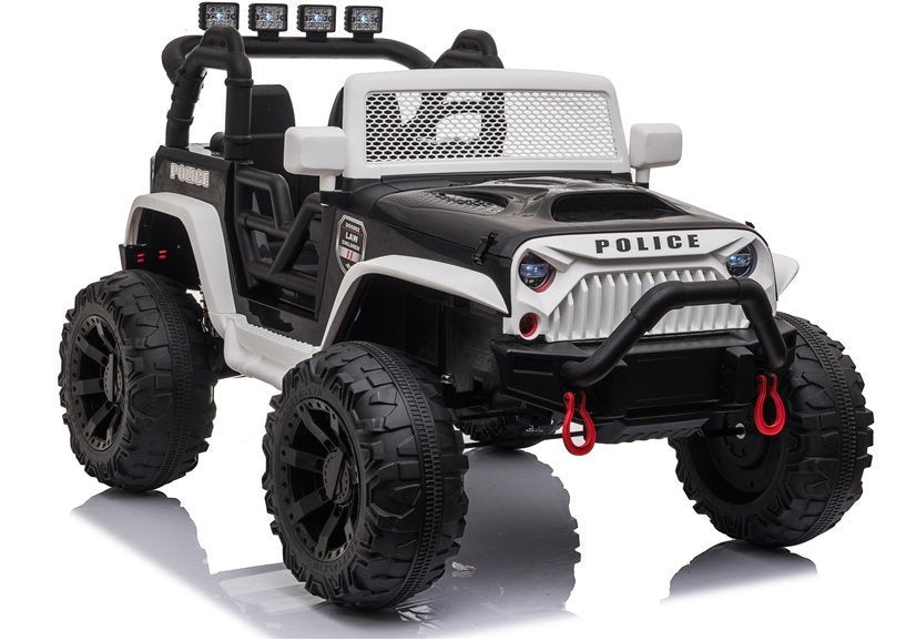 Vienvietis elektrinis policijos džipas vaikams JC666, baltas