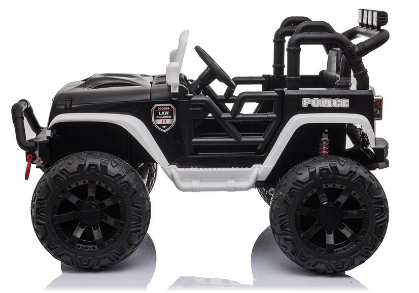 Vienvietis elektrinis policijos džipas vaikams JC666, baltas