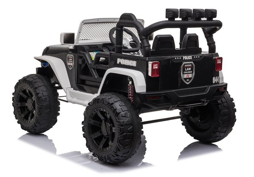 Vienvietis elektrinis policijos džipas vaikams JC666, baltas