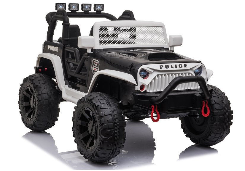 Vienvietis elektrinis policijos džipas vaikams JC666, baltas