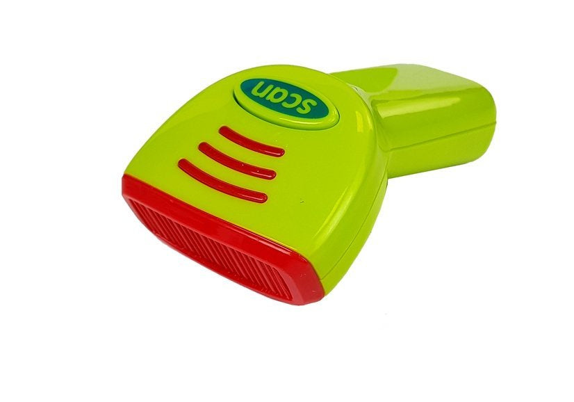 Kasos aparatas su kortelių skaitytuvu, mėlynai žalias