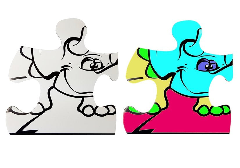 Spalvinamoji dėlionė dinozaurai, 24 detalės + flomasteriai