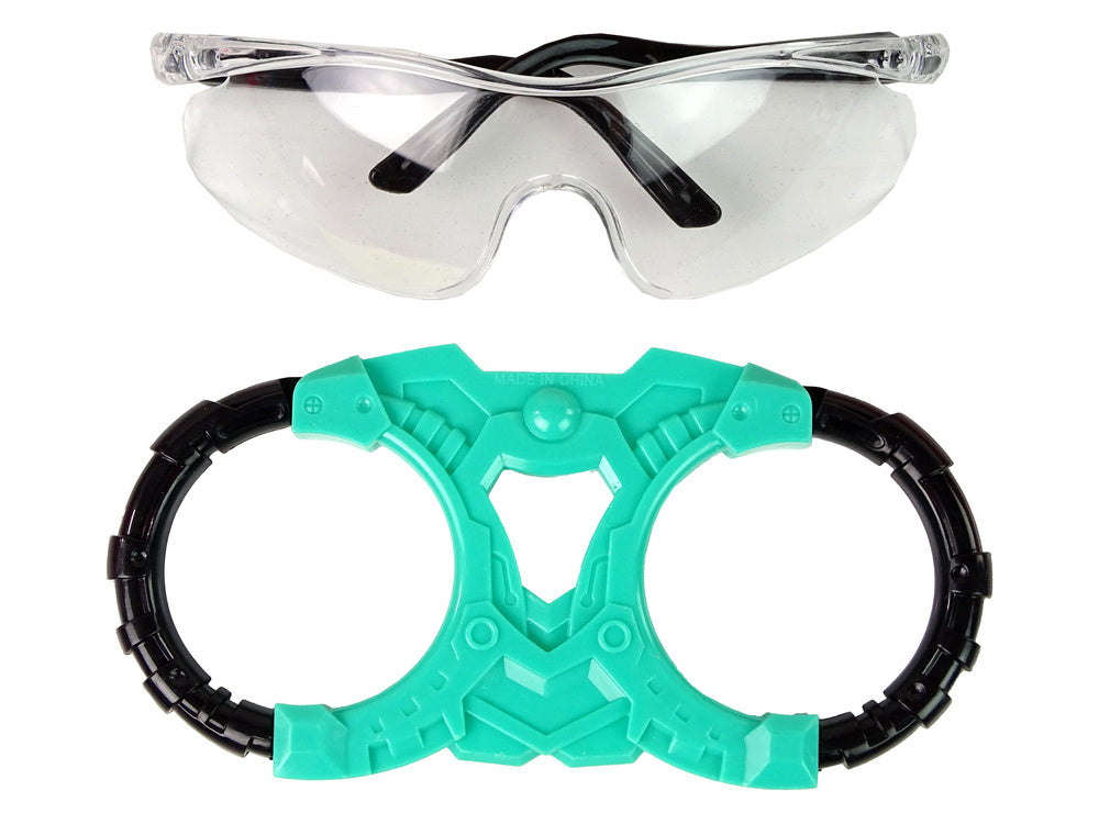 Švytintis kardas su apsauginiais akiniais