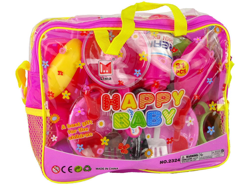 Rožinis virtuvėlės rinkinys su priedais 31 vnt.