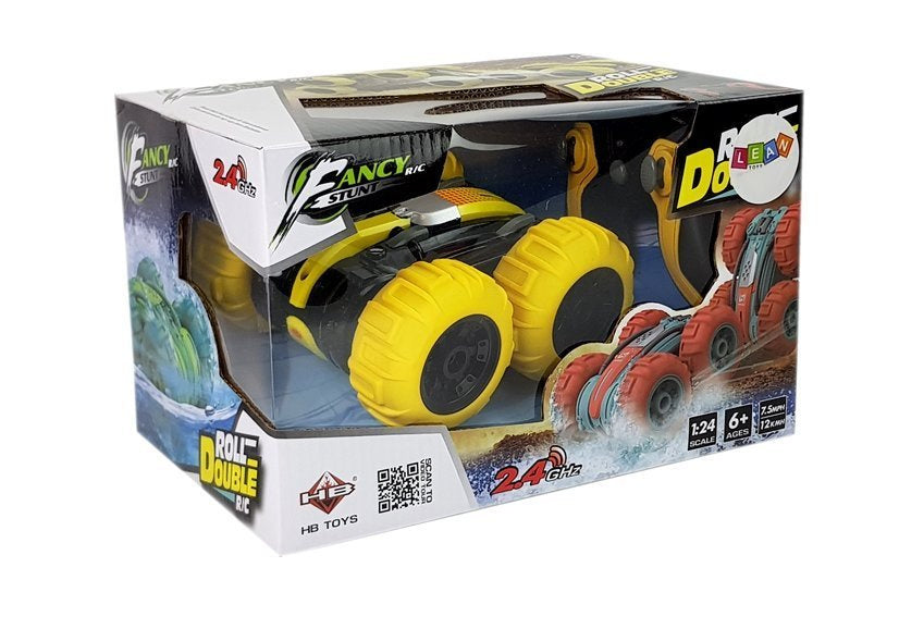 Nuotoliniu būdu valdomas automobilis - amfibija, geltonas