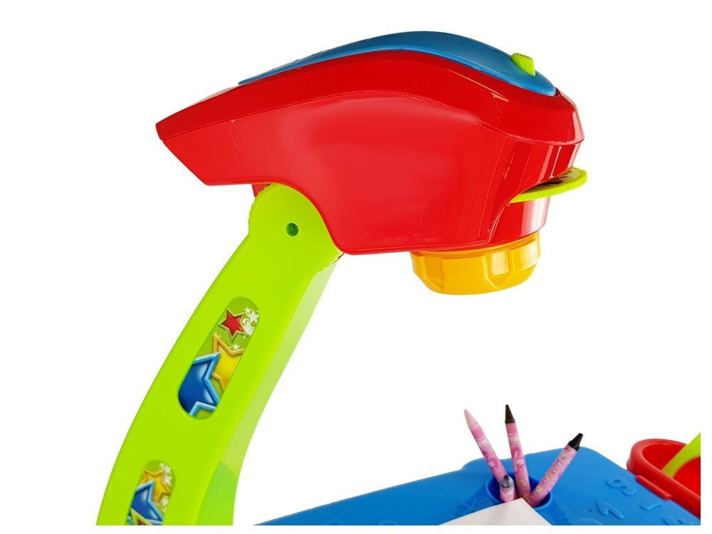 Mokomasis stalas su projektoriumi 36 paveikslėliai ir priedai, mėlyna/raudona spalva