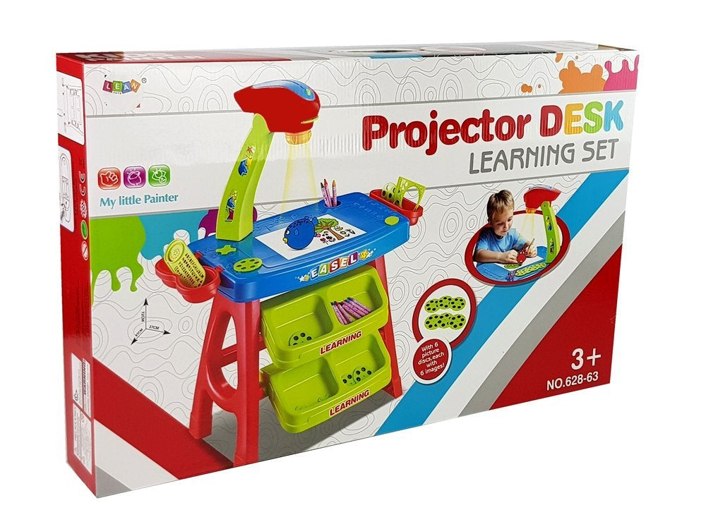 Mokomasis stalas su projektoriumi 36 paveikslėliai ir priedai, mėlyna/raudona spalva