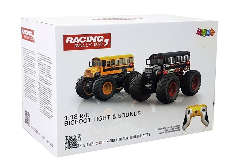 Nuotoliniu būdu valdomas mokyklinis autobusas - šviesos ir garso efektai, juodas