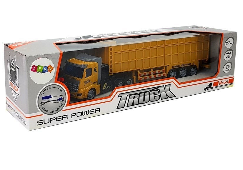 Nuotoliniu būdu valdomas sunkvežimis, geltonas