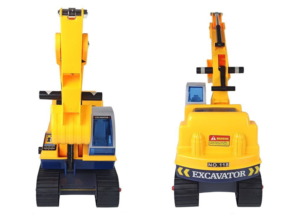 Didelis ekskavatorius su šalmu, geltonas