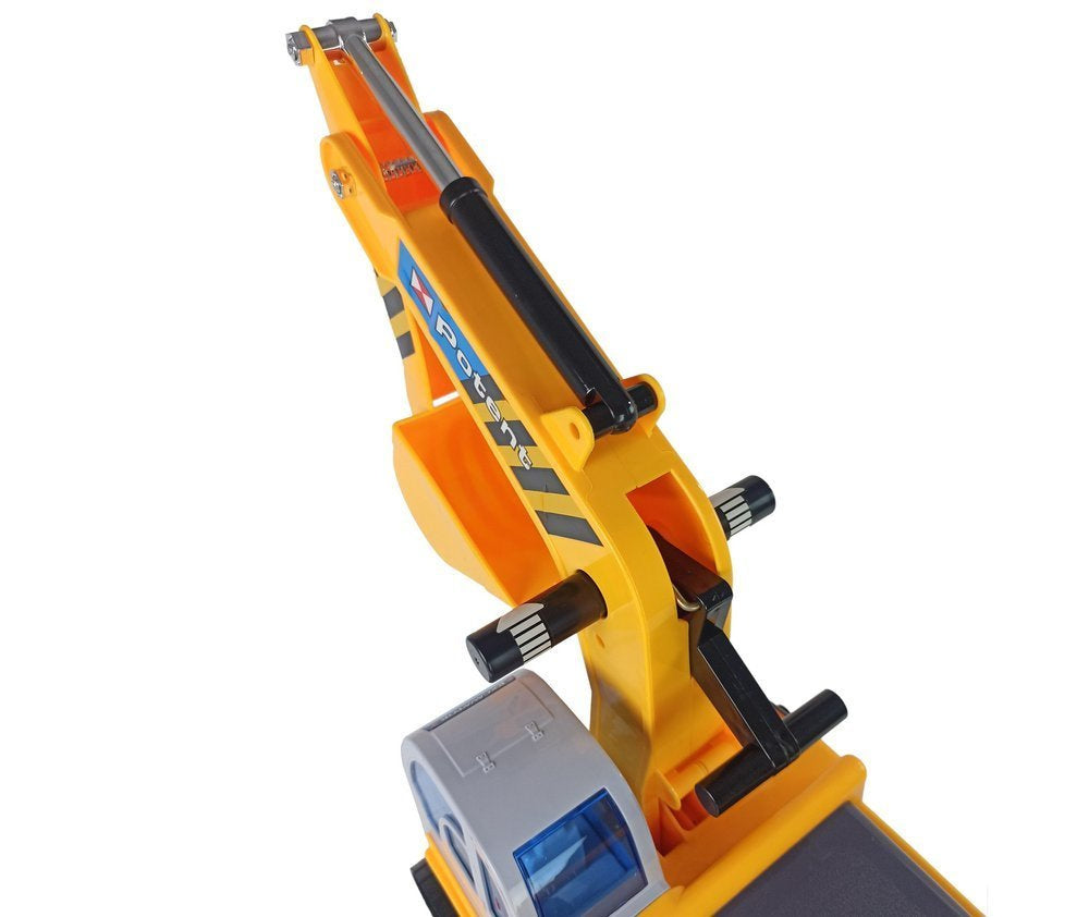 Didelis ekskavatorius su šalmu, geltonas