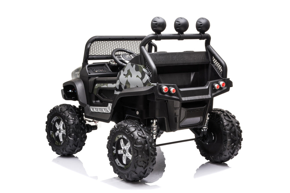 Vaikiškas vienvietis elektromobilis Mercedes Benz Unimog S, kamufliažas lakuotas