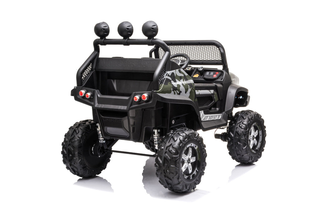 Vaikiškas vienvietis elektromobilis Mercedes Benz Unimog S, kamufliažas lakuotas