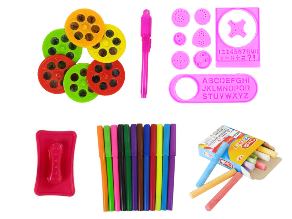 Dvipusė piešimo lenta su projektoriumu ir paveiksliukais