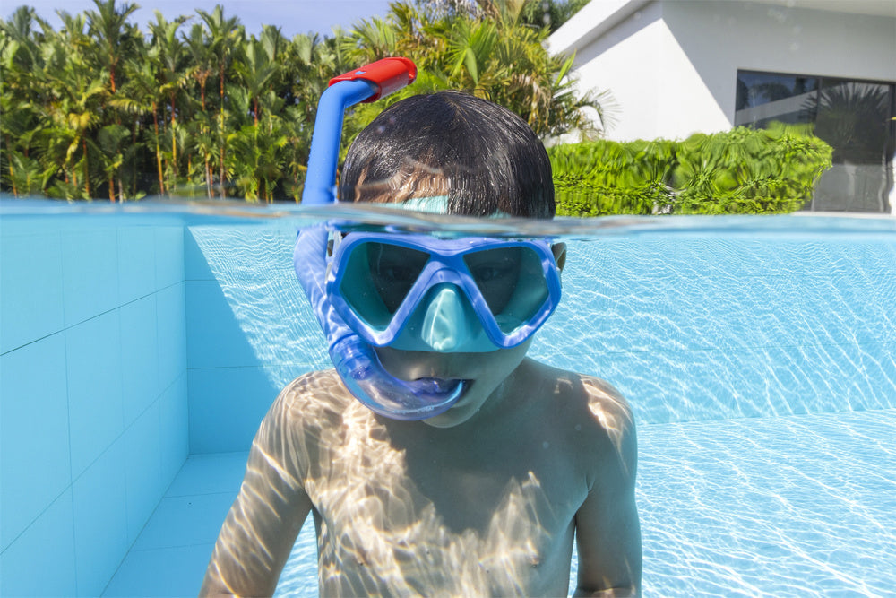 Nardymo kaukė su vamzdeliu, mėlyna