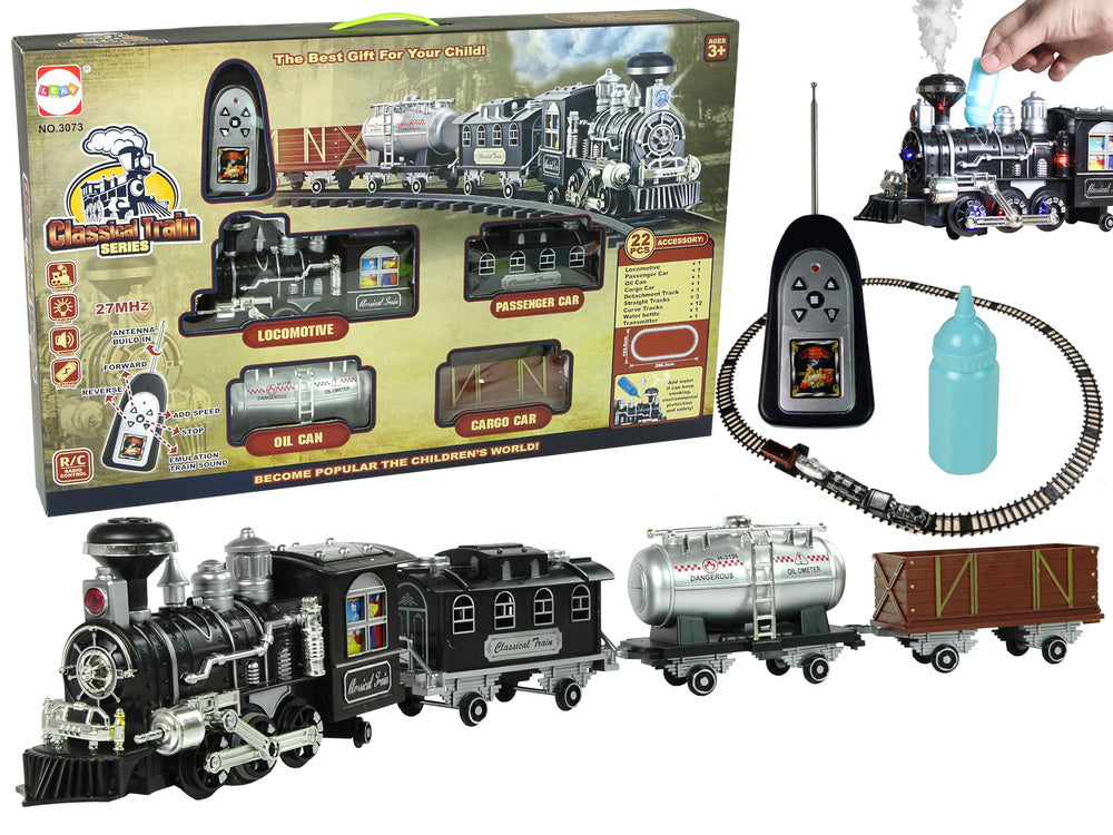 Didžiulis traukinio rinkinys su garų, šviesos ir garso efektais 206,5 cm