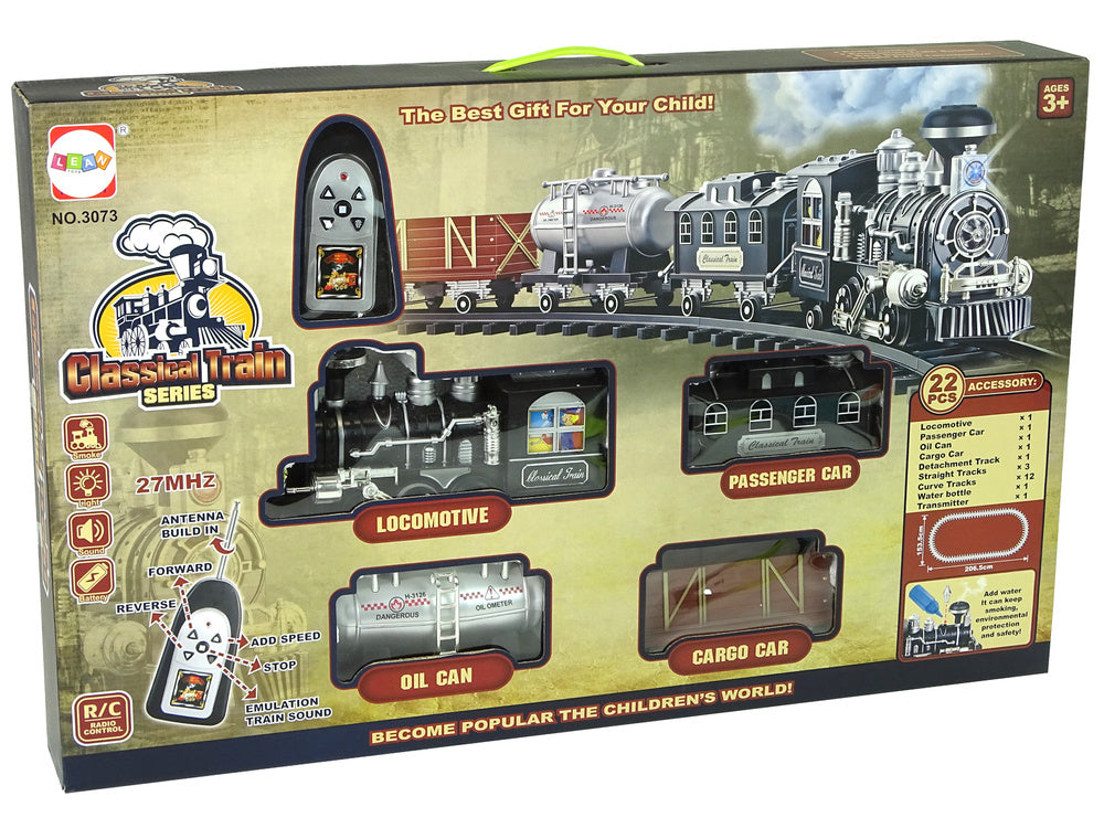 Didžiulis traukinio rinkinys su garų, šviesos ir garso efektais 206,5 cm