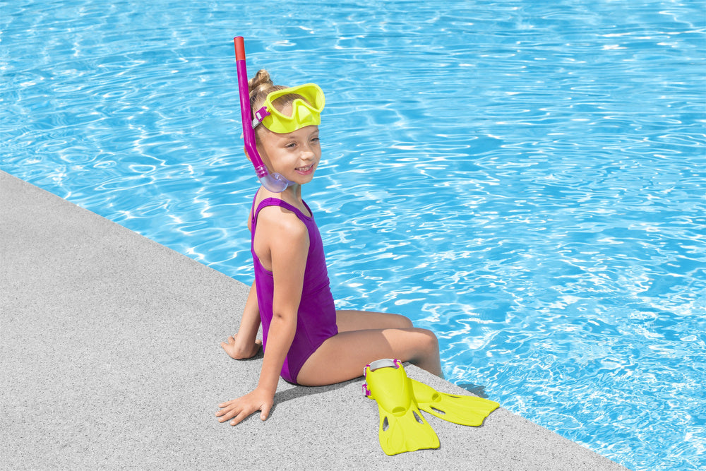 Nardymo rinkinys vaikams „Kaukė, plaukmenys, vamzdelis“, geltonas