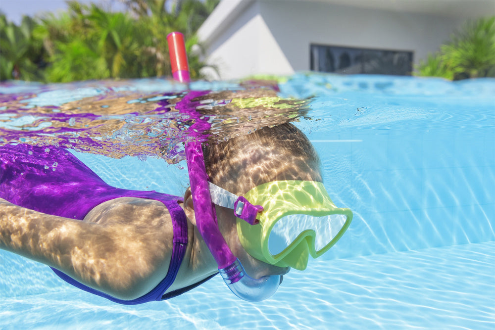 Nardymo rinkinys vaikams „Kaukė, plaukmenys, vamzdelis“, geltonas